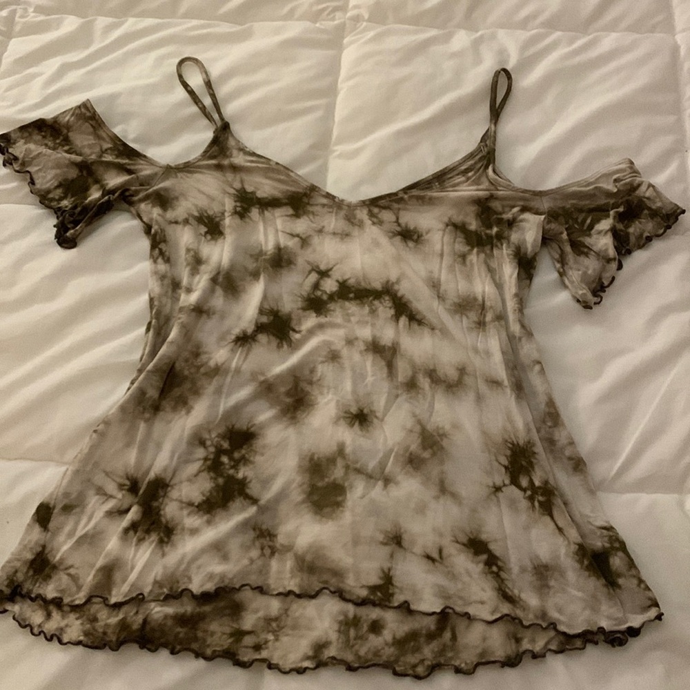 Tie Dye Cold Shoulder Top